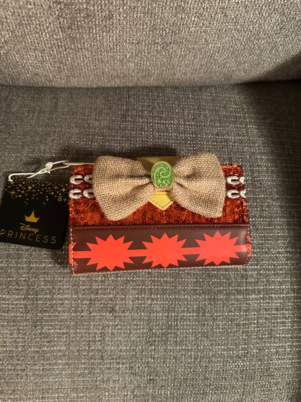 Disney loungefly Moanna Cream Wallet with Orange Floral Accents